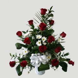 Marguerite et roses rouges